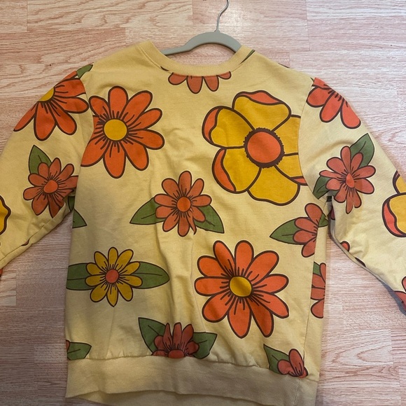 Floral‎ Yellow and Orange Sweatshirt Super Massive Retro Size Medium - Picture 3 of 7